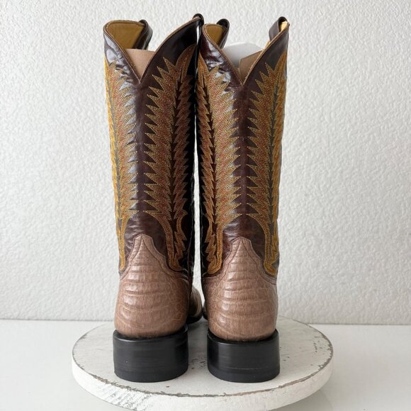 Rod Patrick Mens Cowboy Boots Size 11AAAA Brown Caiman Belly Western Square Toe - Picture 4 of 16